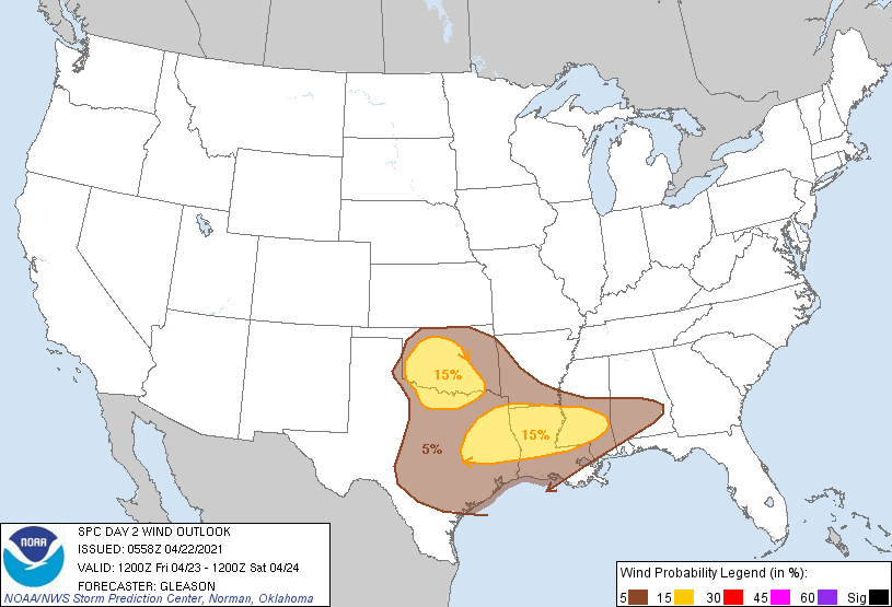 Damaging Wind Threat map